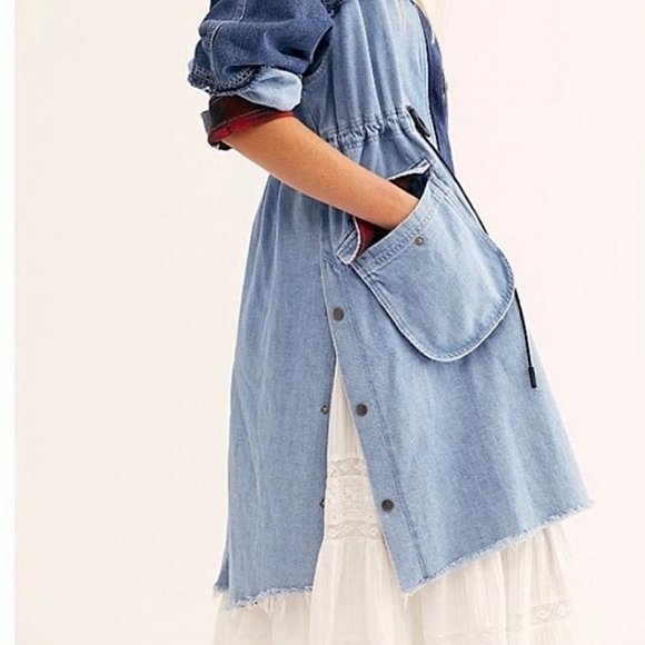 NWT🦋 Free People Days To Come Parka Fur Denim Button Jacket Coat, Small - Picture 7 of 11